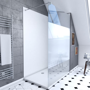 Pack douche à l'Italienne 90x120 - Kit Panneaux muraux Blanc/Chrome + receveur + Paroi Depolie 8 mm