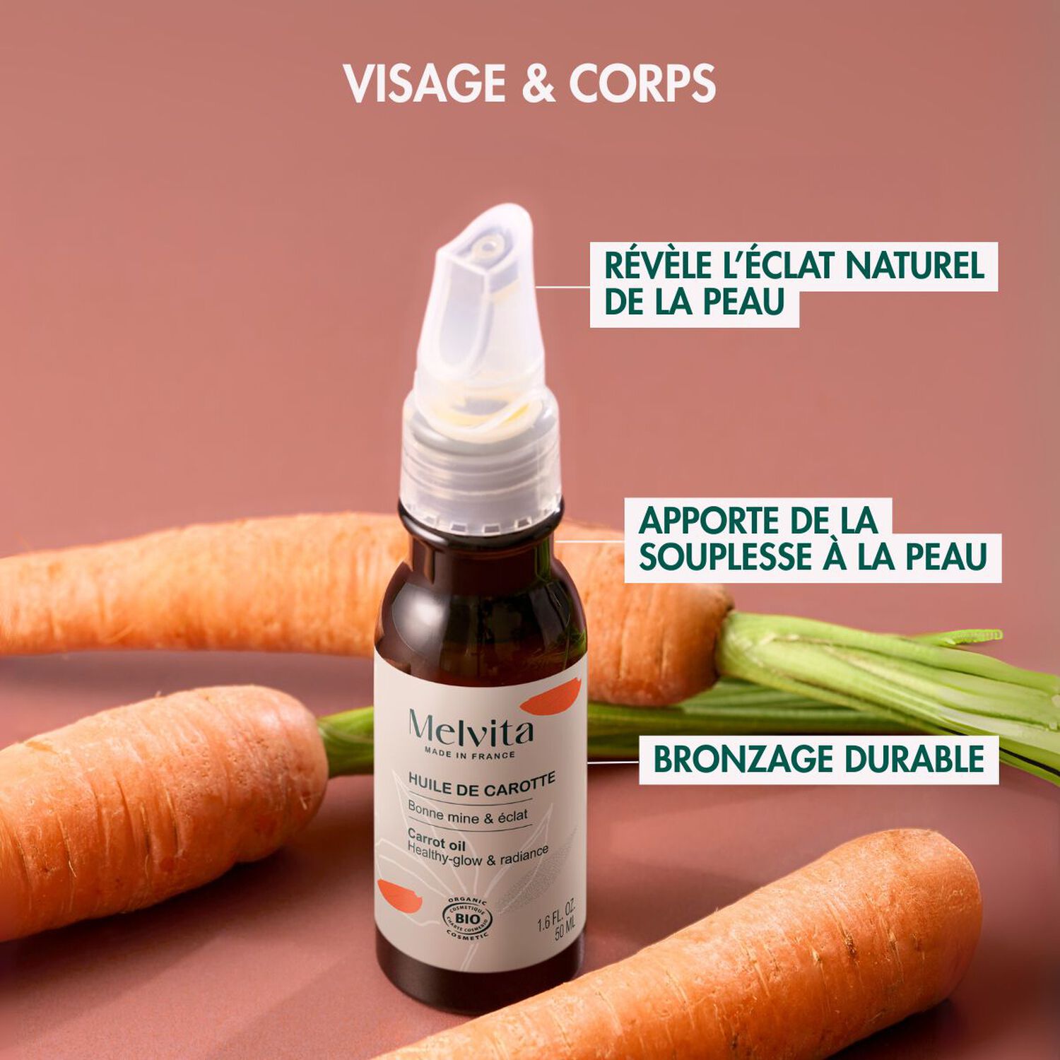 Huile de Carotte - Hâle Naturel & Assouplissante 50 ml