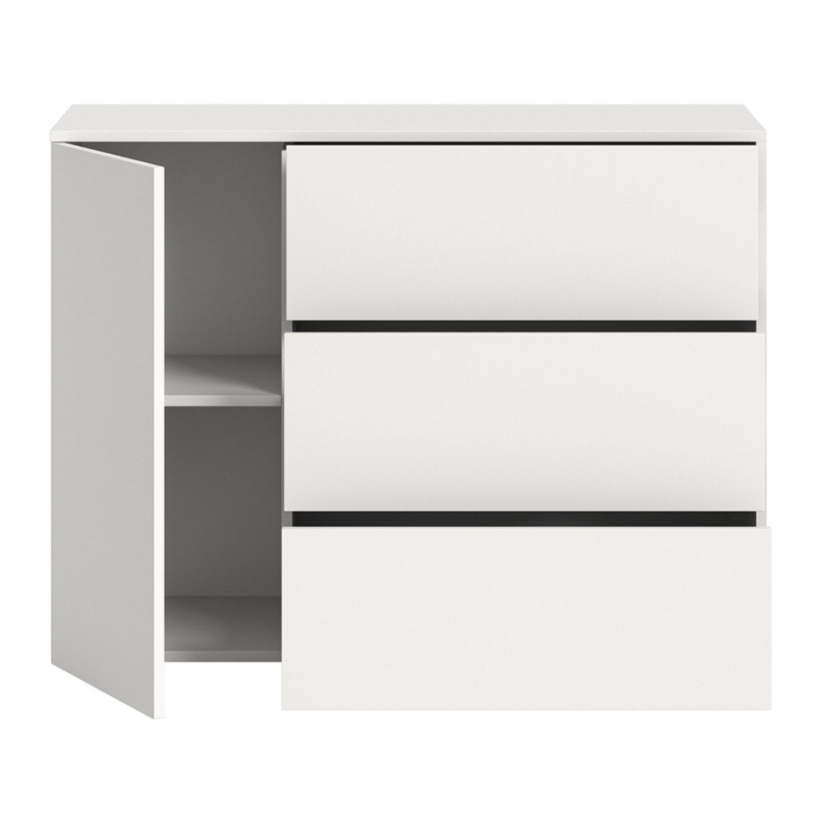 Ned - buffet bas - 3 tiroirs et 1 portes - blanc - 105 cm - Blanc