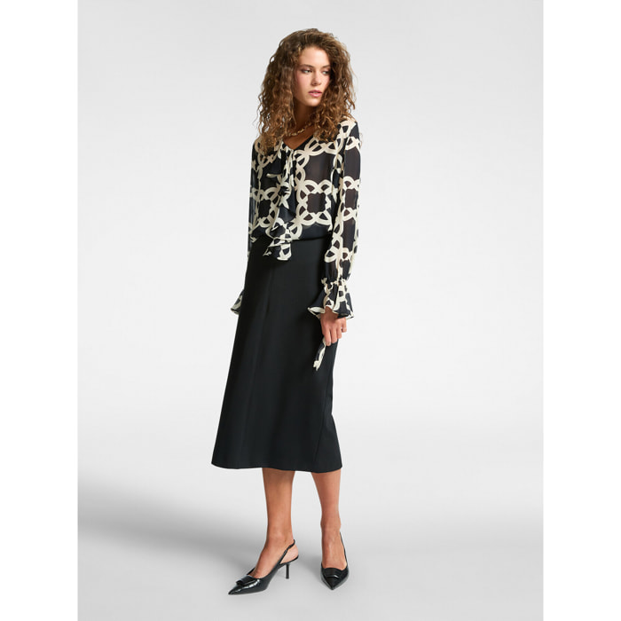 Elena Mirò - Falda lápiz en punto Milán - Negro