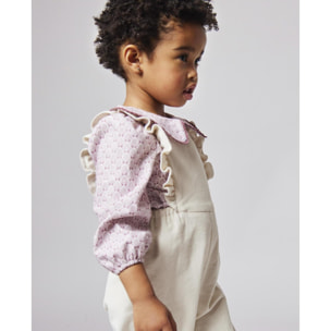 Camisa estampada hojas malva con cuello volante