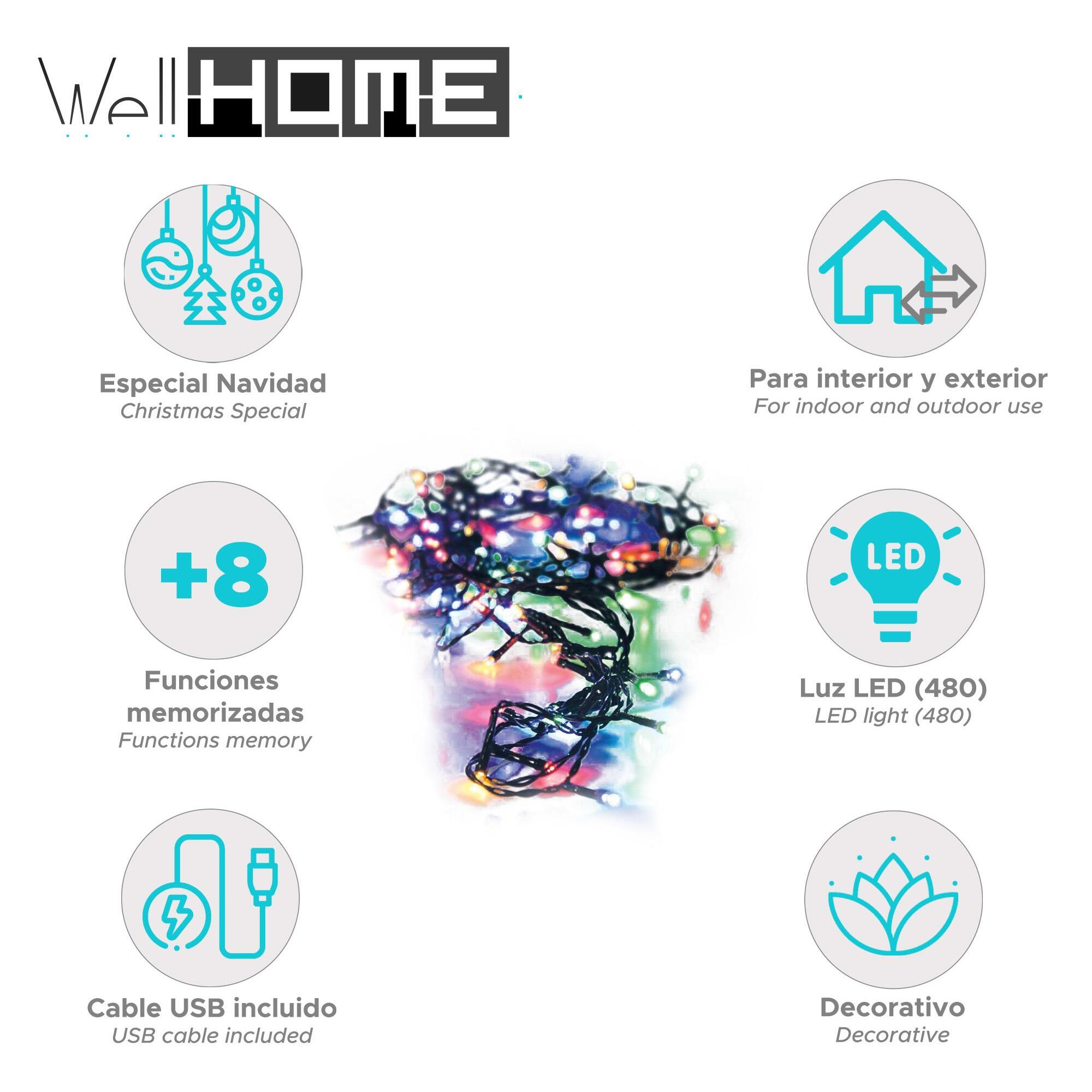 guirnalda con 480 luces led multicolor para exteriores - 3 metros