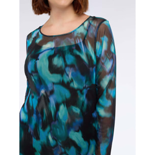 Fiorella Rubino - Vestito lungo in tulle con stampa sfumata - Ottanio