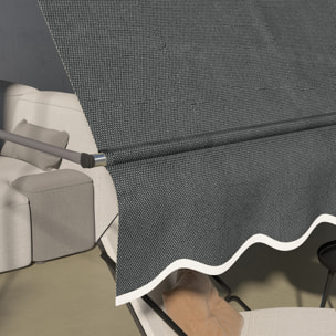 Toldo Manual Retráctil 300x120x210-300 cm Toldo para Balcón con Manivela Altura Ajustable Impermeable y Anti-UV para Jardín Terraza Ventanas Gris Oscuro