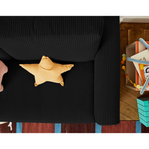 Marilia - canapé 2 places - convertible déplimousse - en velours côtelé - Noir