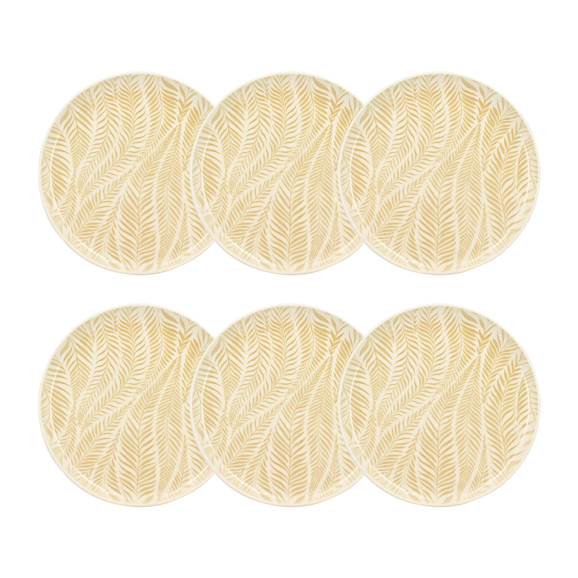 Lot de 6 assiettes plates 26cm en grès à motif jaune SAVANE