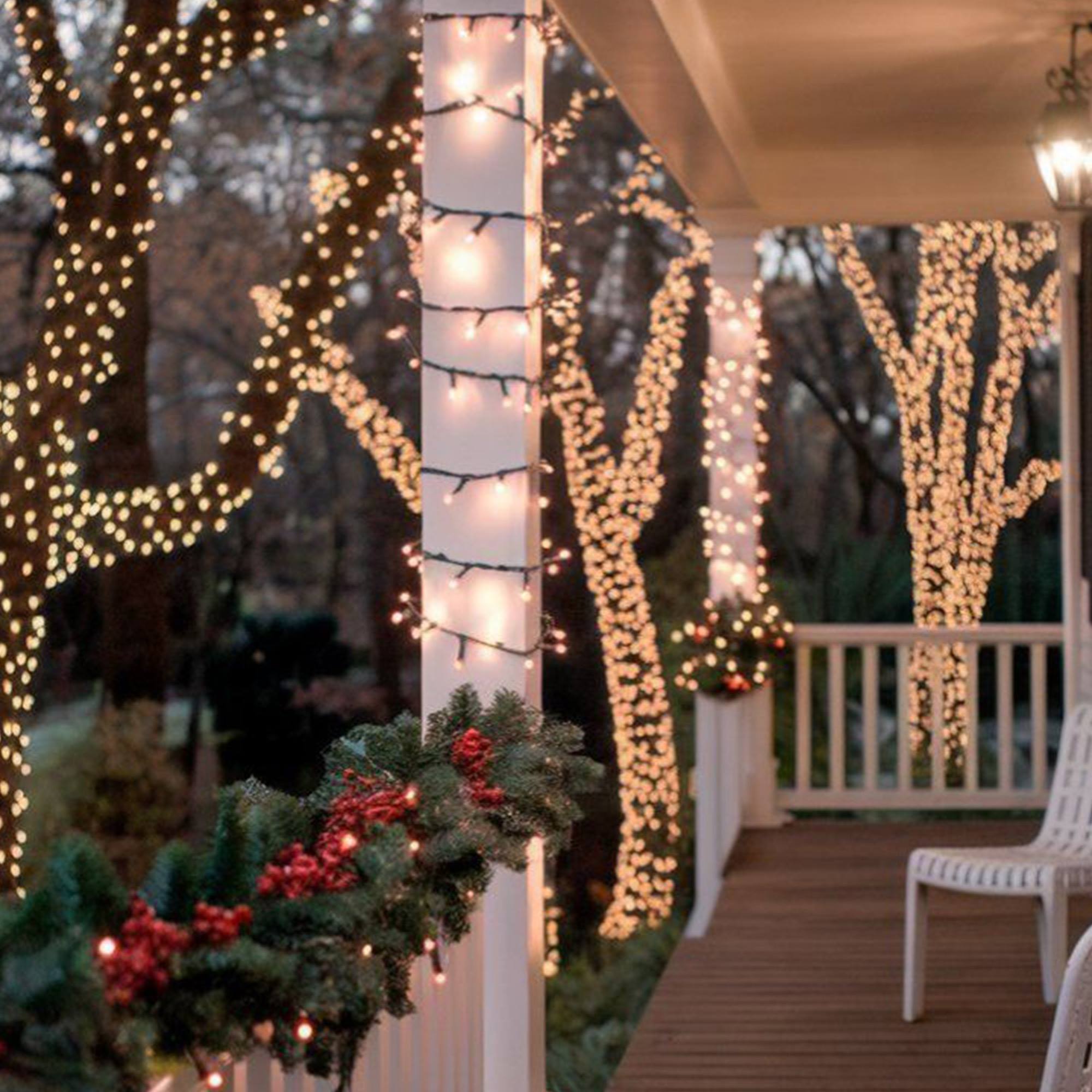 guirnalda con luces led en blanco cálido con controlador de 8 funciones