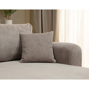 Naomi - Canapé d'angle réversible 4 places convertible avec coffre en velours côtelé - Taupe