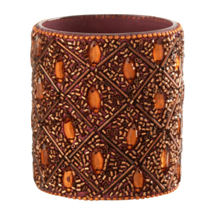 J-Line photophore - verre/perles  - marron foncé/rouille - large