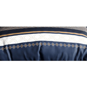 Parure housse de couette coton bleu