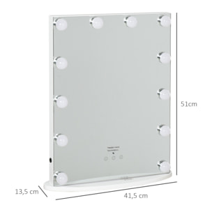 Miroir maquillage Hollywood lumineux LED intensité réglable pour coiffeuse dim. 41L x 13P x 51H