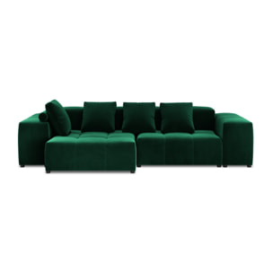 Canapé d'angle symétrique modulable "Rome" 4 places en velours vert bouteille