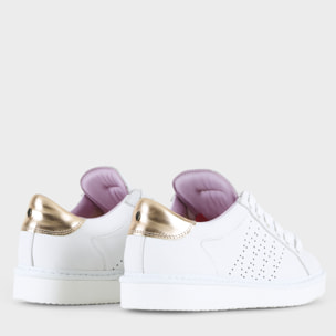 ZAPATO CON CORDONES MUJER P01 DE PIEL Y PIEL EFECTO ESPEJO BLANCO ROSE GOLD