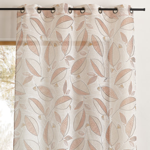 Voilage imprimé à motifs feuilles - Terracotta