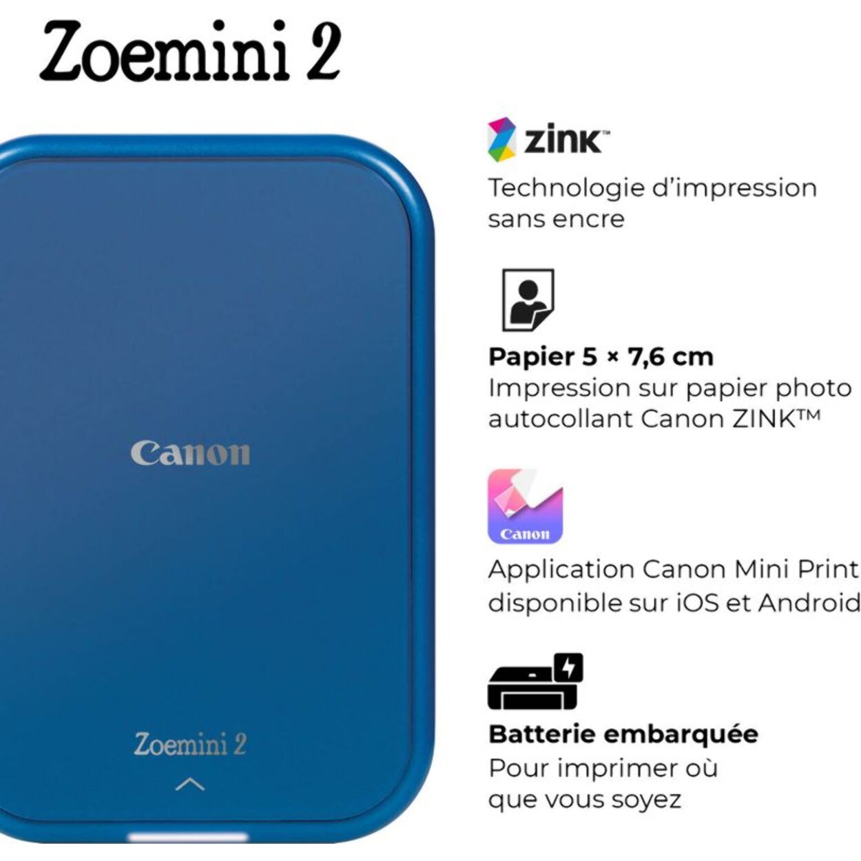 Imprimante photo portable CANON KIT Vaiana Zoemini 2