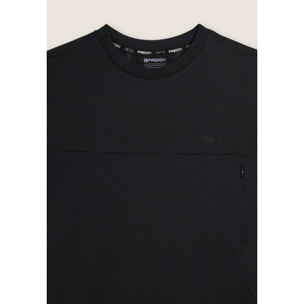 T-shirt con stampa fantasia e taschino zippato