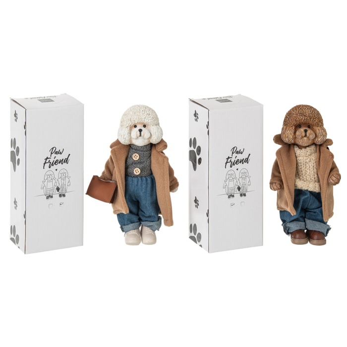J-Line figurine Caniche Manteau + Sac - polyrésine - mix - small - 2 pièces