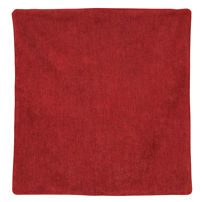 Housse de coussin passepoilée  - Effet velours - Rouge Orangé