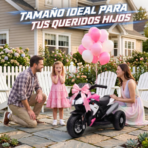 HOMCOM Moto Eléctrica para Niños con 3 Ruedas, Moto Eléctrica Infantil con Pedal, Faro LED, Música y Bocina, Regalo para Niños y Niñas de 3 a 5 Años, Rosa