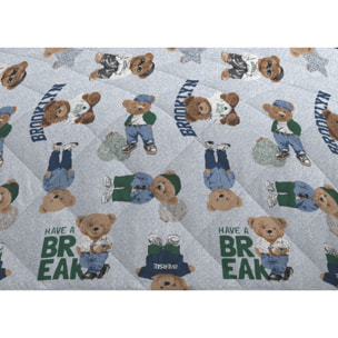 Trapunta Invernale 300gr Made in Italy Piumone Caldo Fantasia Orsetto Disegno Teddy Azzurro