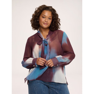 Fiorella Rubino - Blusa con estampado en georgette y lazo - Burgundy