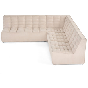 Ellie - canapé modulable d'angle réversible 5 places en velours texturé - Beige