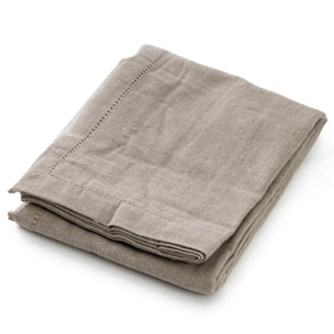 Tovaglia ajour in cotone - TORTORA MELANGE