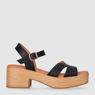 Sandalias de Piel - Negro - Tacón: 6 cm