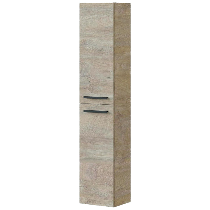 Mobile Alto Da Bagno Sospeso Con 2 Ante E 4 Mensole Interne Colonna Sospesa Salvaspazio In Melaminico 150 x 30 x 25.5 Cm Rovere Naturale