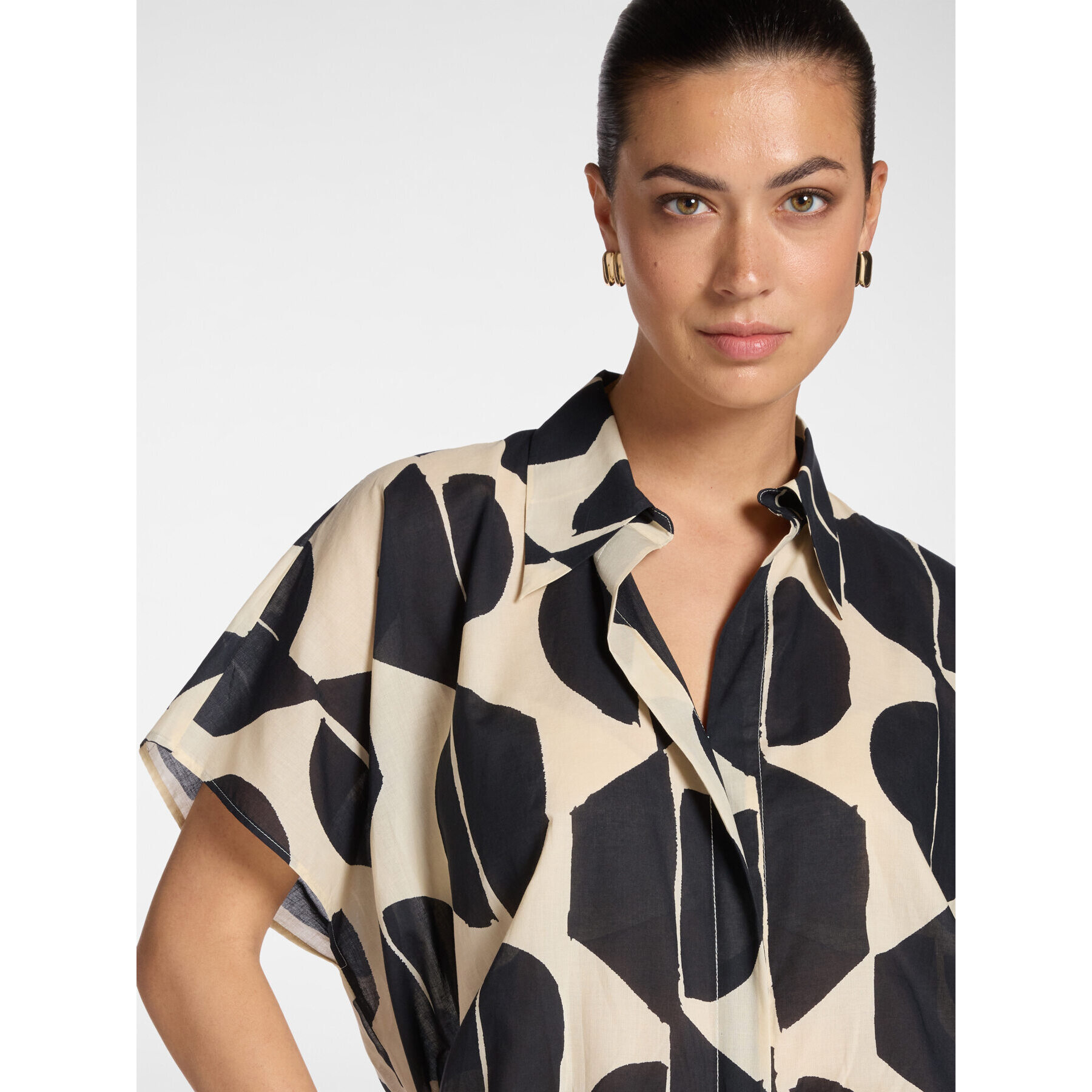 Elena Mirò - Camisa en muselina de algodón estampada - Negro