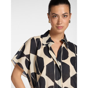 Elena Mirò - Camisa en muselina de algodón estampada - Negro