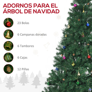 árbol de Navidad Artificial 210 cm Ignífugo con 1036 Ramas Adornos Decorativos
