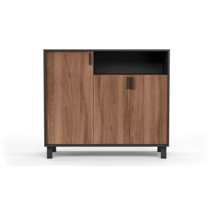 Zapatero Dyrnes melamina grafito puertas nogal 88x100x37 cm