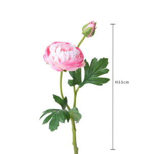 Ranuncolo Per 2 Fiori 33 Cm - Pezzi 12 - 18X33X15cm - Colore: Rosa - Bianchi Dino - Fiori Artificiali