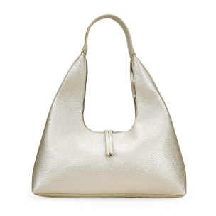 Bolso de hombro dorado con cremallera