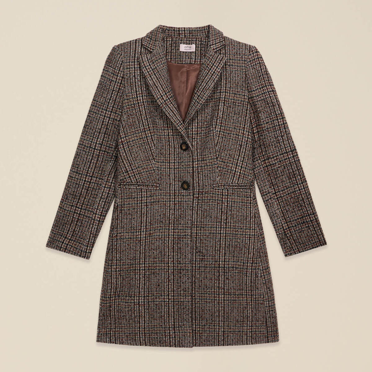 Oltre - Cappotto check misto lana fantasia - Marrone