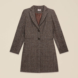 Oltre - Cappotto check misto lana fantasia - Marrone