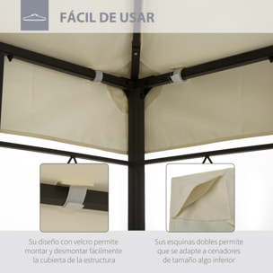 Conjunto de Cenador Incluye 1 Cenador de Jardín 4x3 m con 4 Cortinas Laterales 4 Mosquiteras y 1 Techo de Repuesto 4x3 m para Fiestas Eventos Exterior Gris y Crema