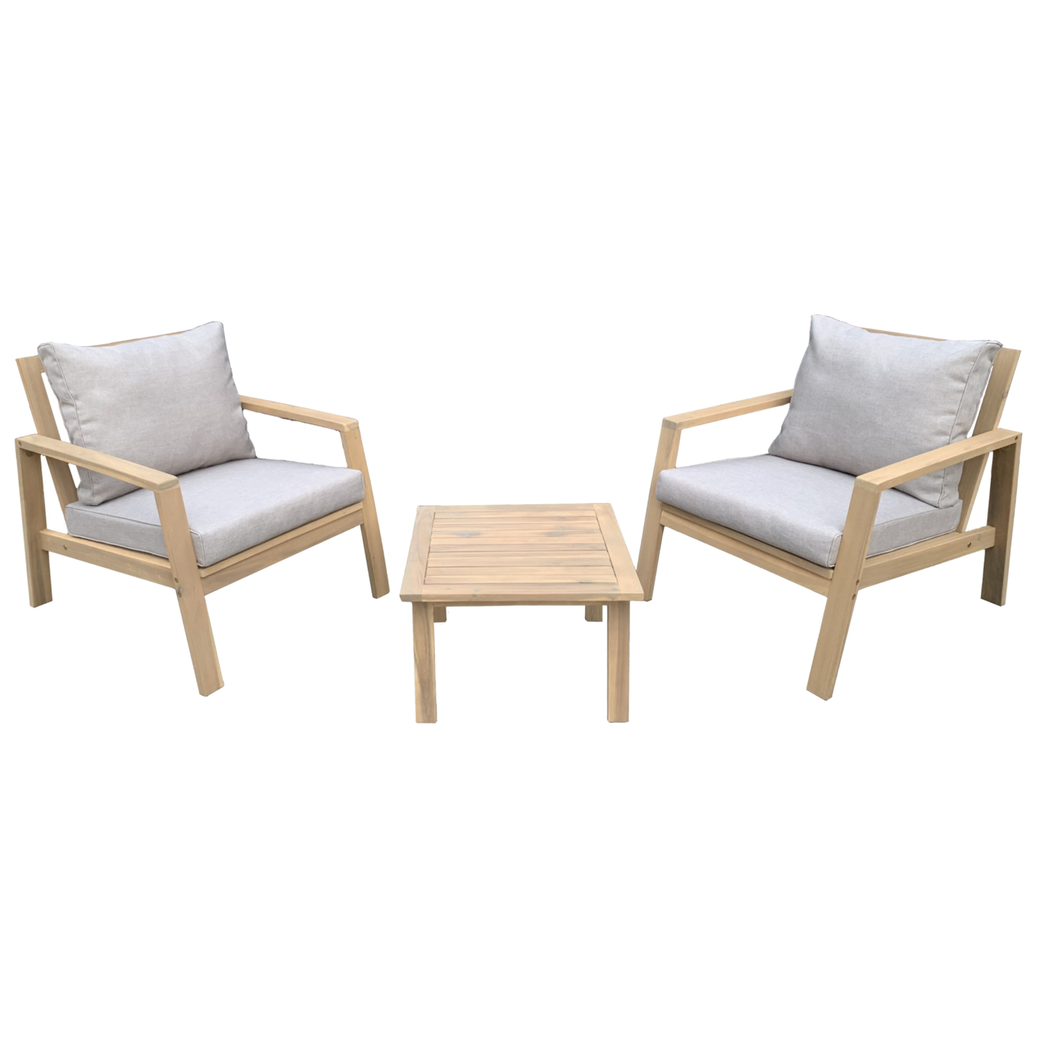Salon de jardin en acacia massif 2 places GILI - coussins sable