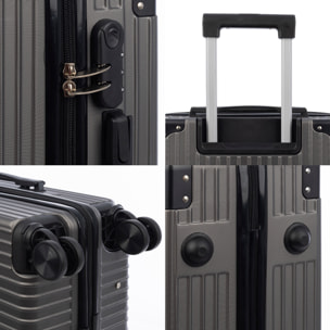Juego de 3 maletas Trolley, en material ligero ABS de alta resistencia con esquinas reforzadas. Cerradura numérica y 4 ruedas dobles extraíbles y giratorias 360°.