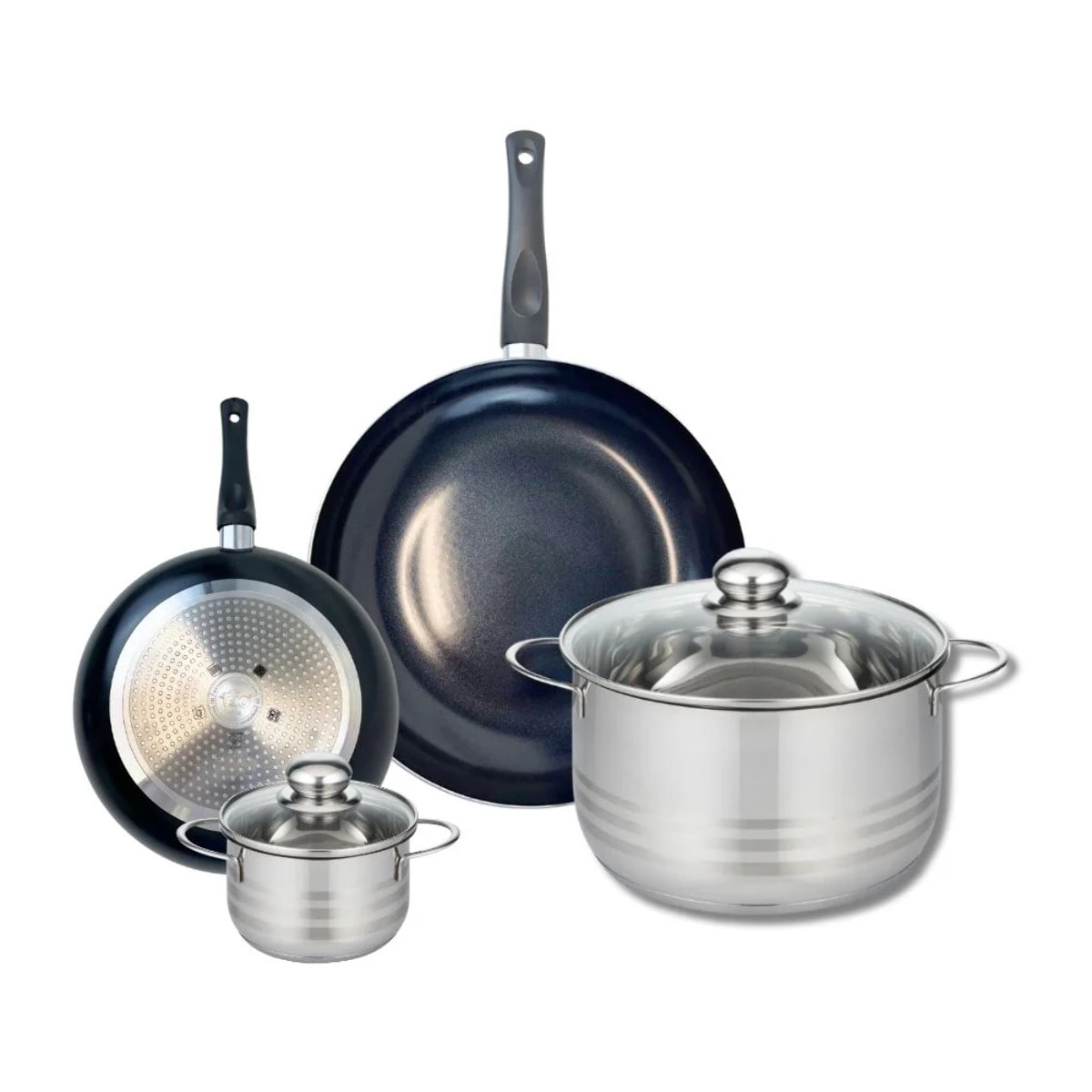 Ensemble de 2 Poêles de cuisson 20 et 28 cm et 2 faitouts 12 et 24 cm Elo Prima Brillant