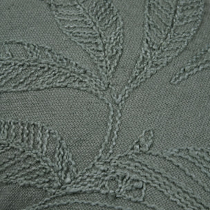 Coussin rectangulaire en coton à feuillage brodé - Kaki