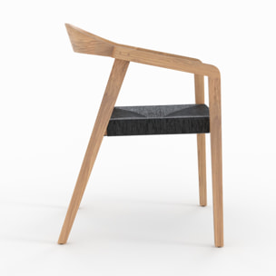 Chaise de jardin en bois de teck recyclé et rotin synthétique - Malio