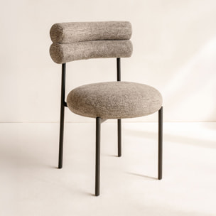Lot de 2 chaises en tweed marron avec pieds en métal noir GINA