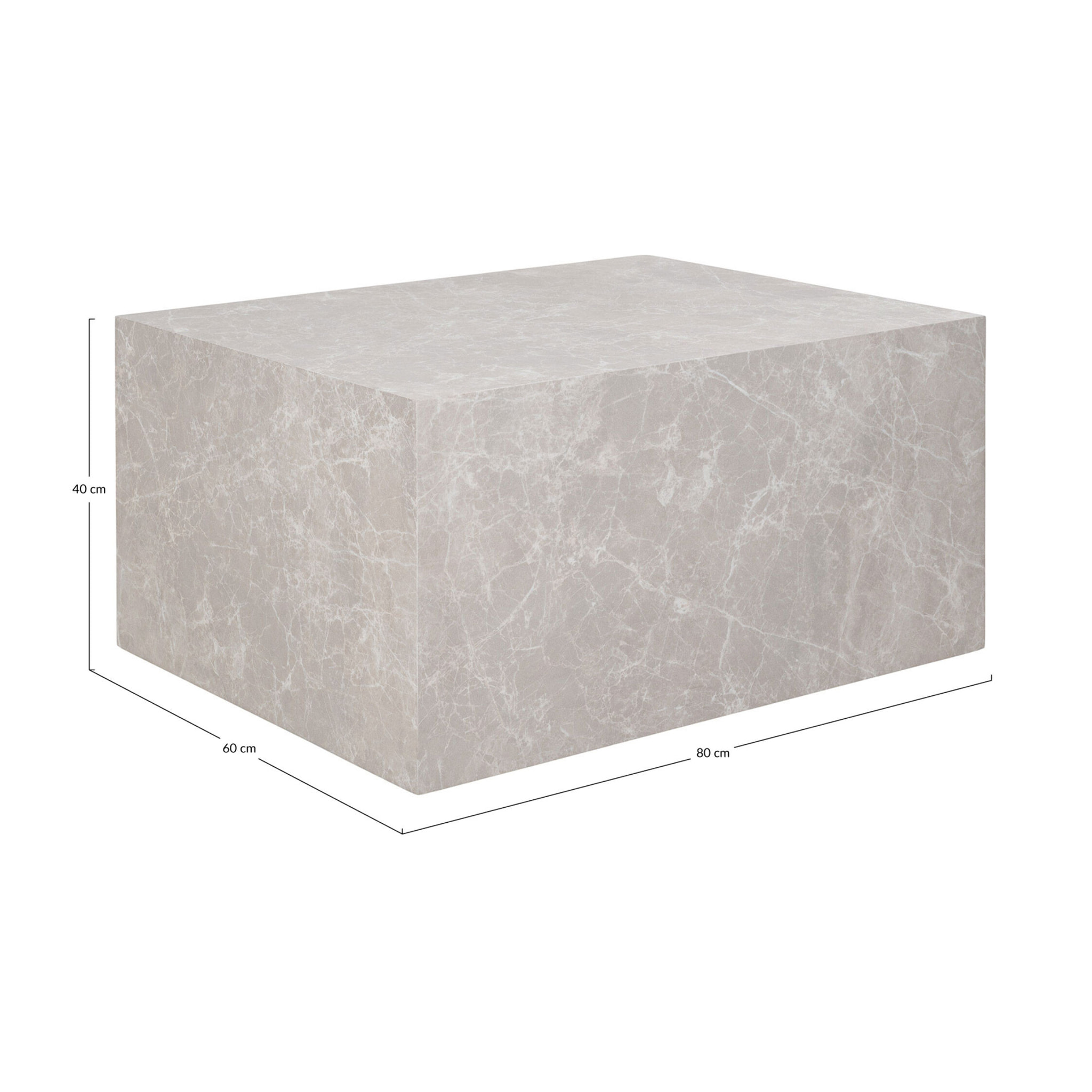 Pula - table basse - effet marbre - 80 cm - Beige