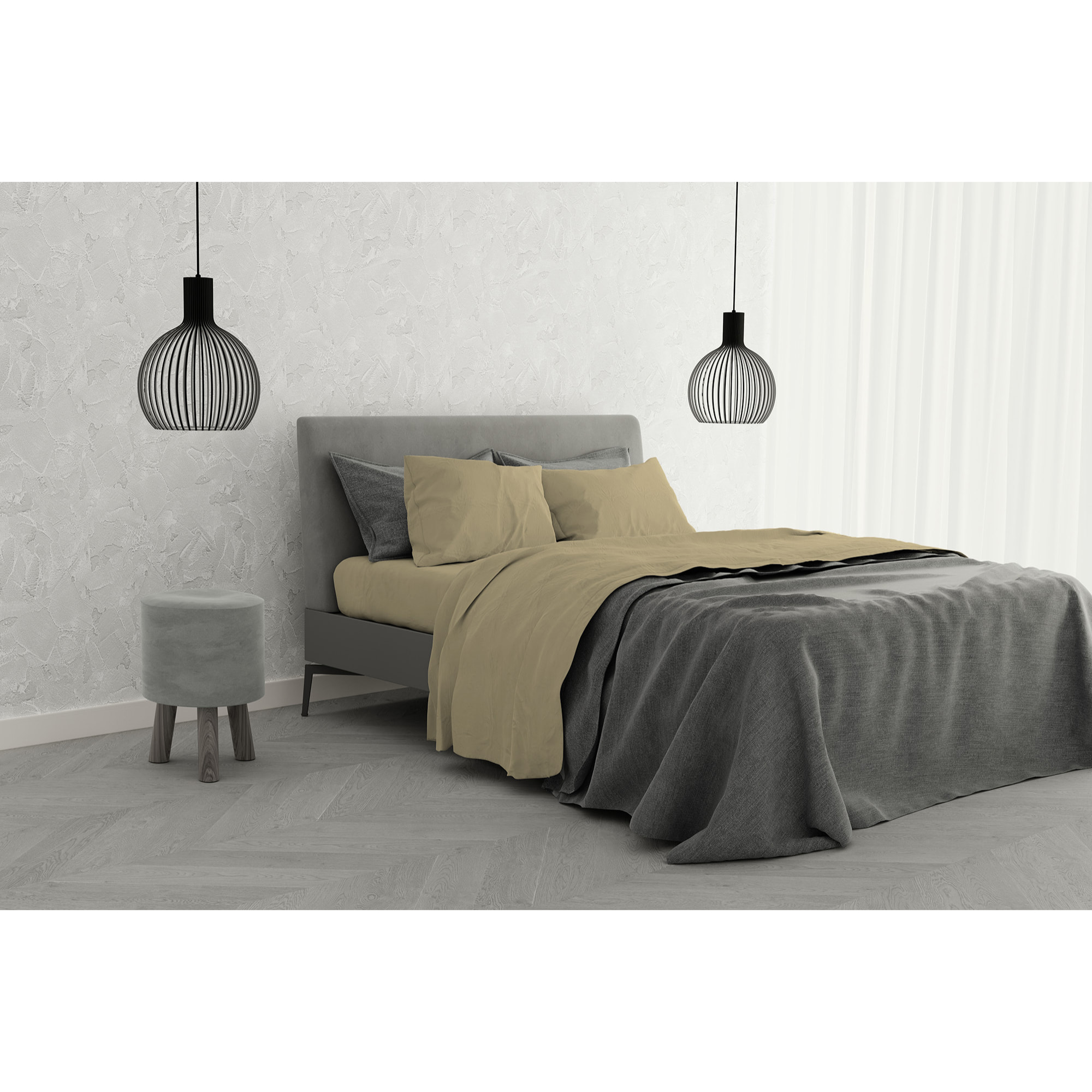 COMPLETO LETTO ELEGANT MADE IN ITALY MICROFIBRA - PANNA MATRIMONIALE