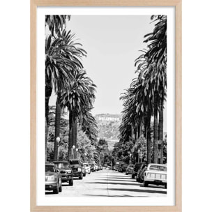 Affiche paysage Los Angeles Beachwood drive Affiche + cadre en bois - Chêne