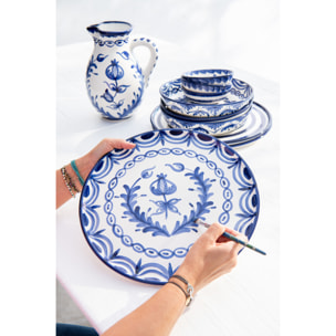 J-Line plat Granada Low - céramique - blanc/bleu - large - Ø 25 cm