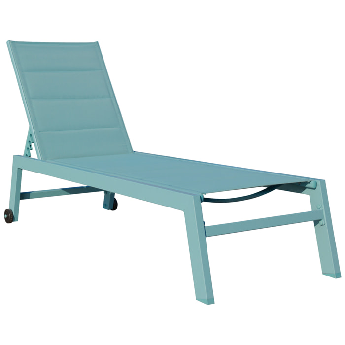 Lot de 2 bains de soleil BARBADOS en textilène bleu clair - aluminium bleu clair