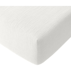Drap Housse - Bonnet:30cm 100% gaze De Coton Blanc Pur